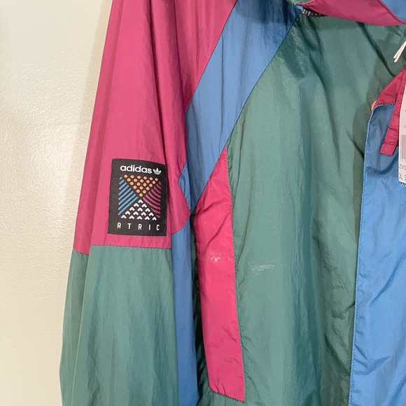 ADIDAS Windbreaker Men 2XL Vintage Atric Lite Colorblock Hoodie Jacket Green NWT - Picture 14 of 14